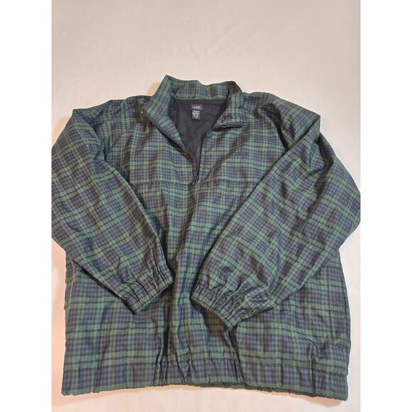 Izod Mens Green & Blue Plaid Pullover Windbreaker Jacket Half-Zip Casual Size XL - Picture 7 of 15